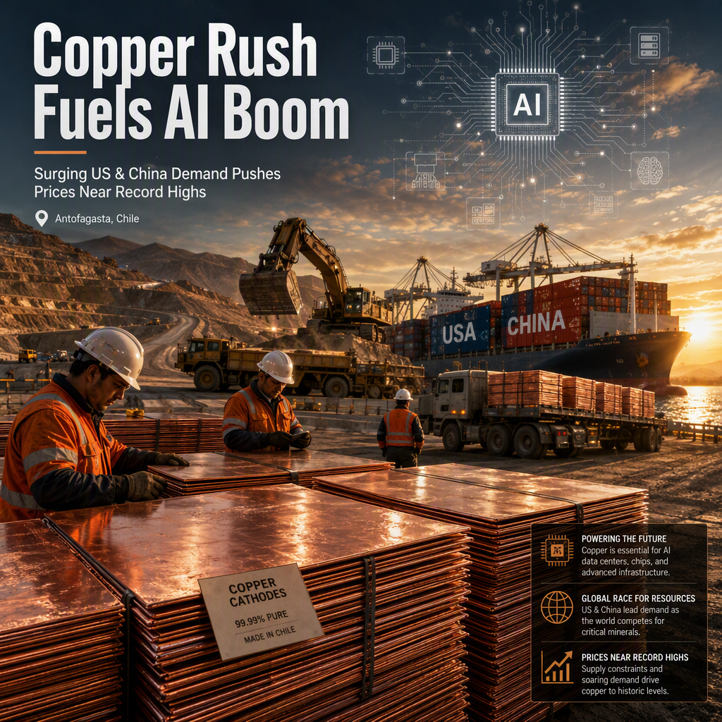 Copper Prices Surge Toward Record Highs on US and China AI Demand