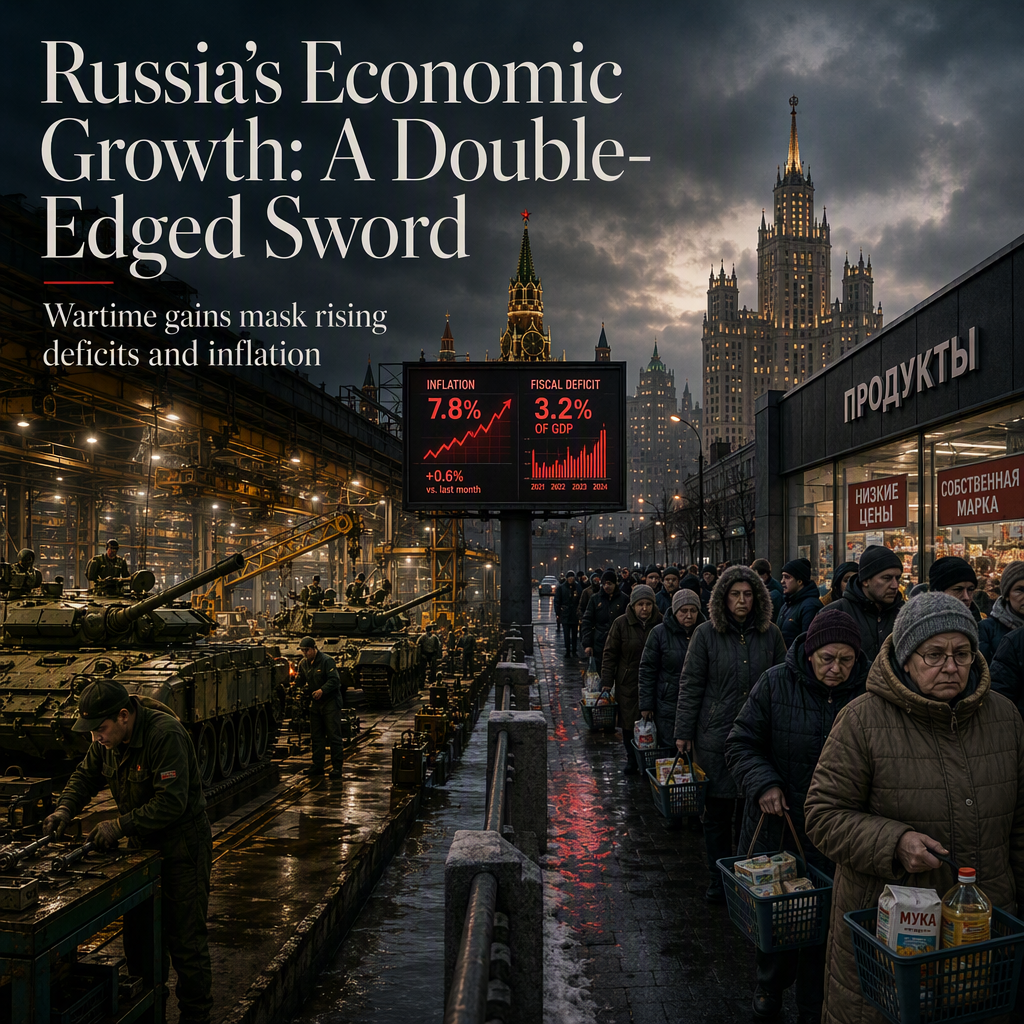 Russia's Economy Grows Amid Wartime Strain, But Deficit and Inflation Mount
