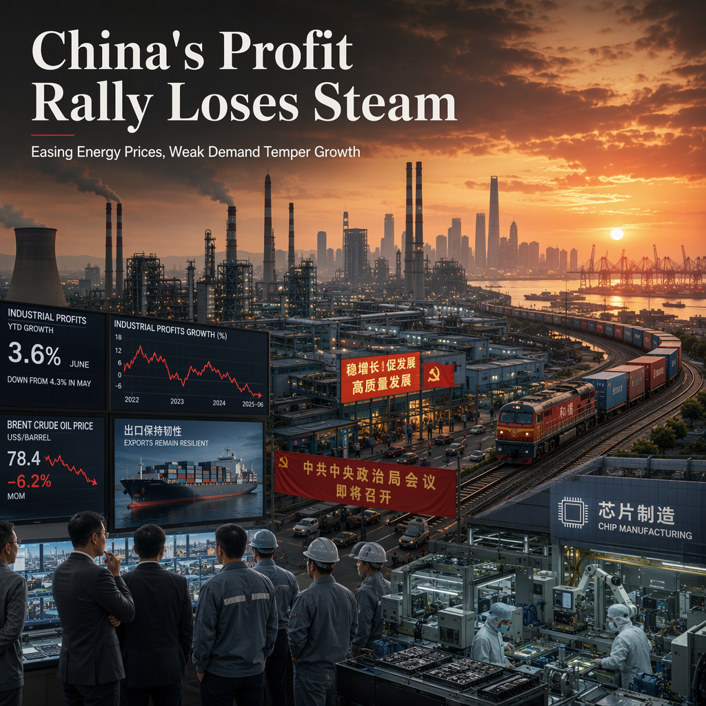 China's Industrial Profit Growth Slows in June Amid Easing Oil Prices and Tepid Domestic Demand