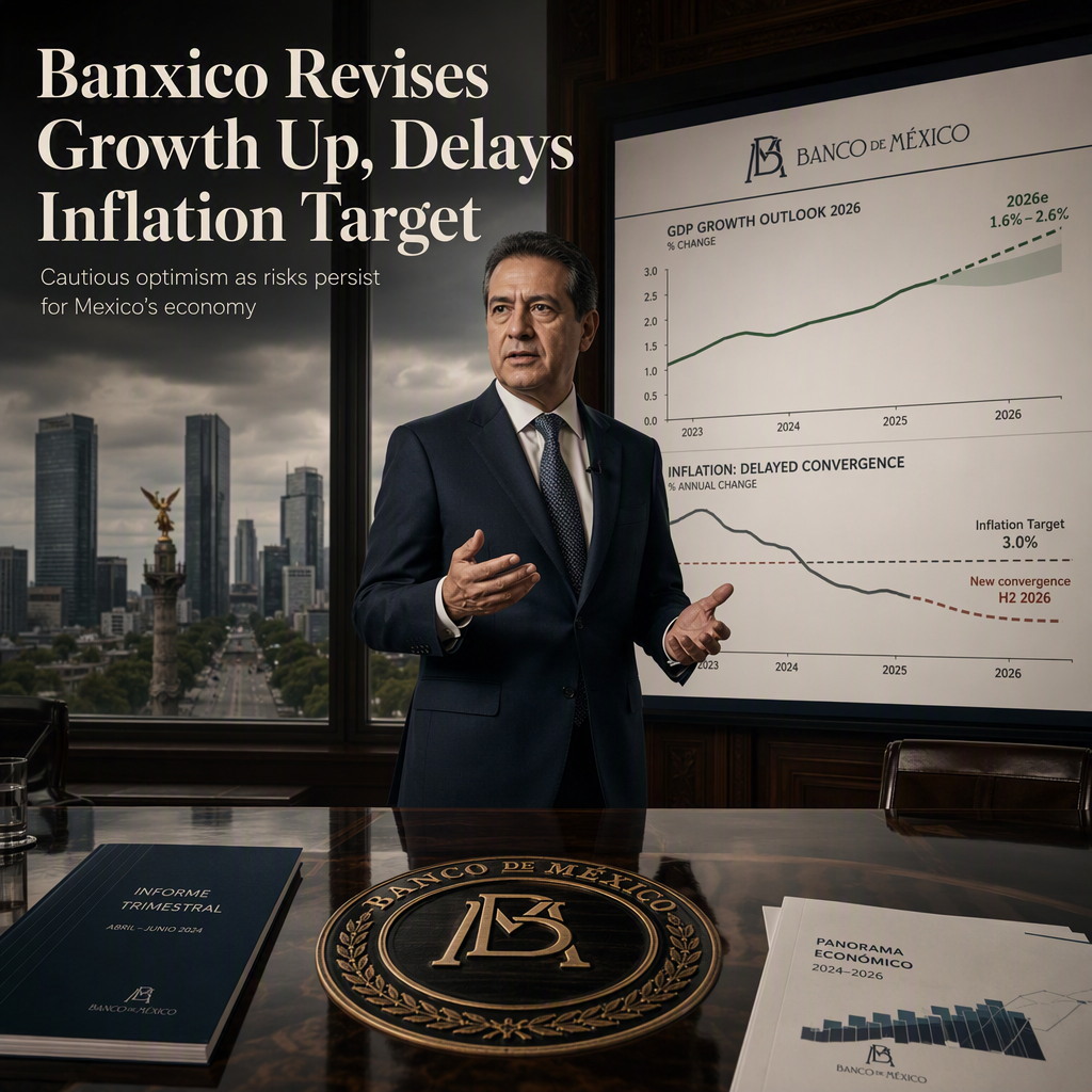 Banxico Raises 2026 GDP Outlook but Delays Inflation Target Amid Persistent Risks