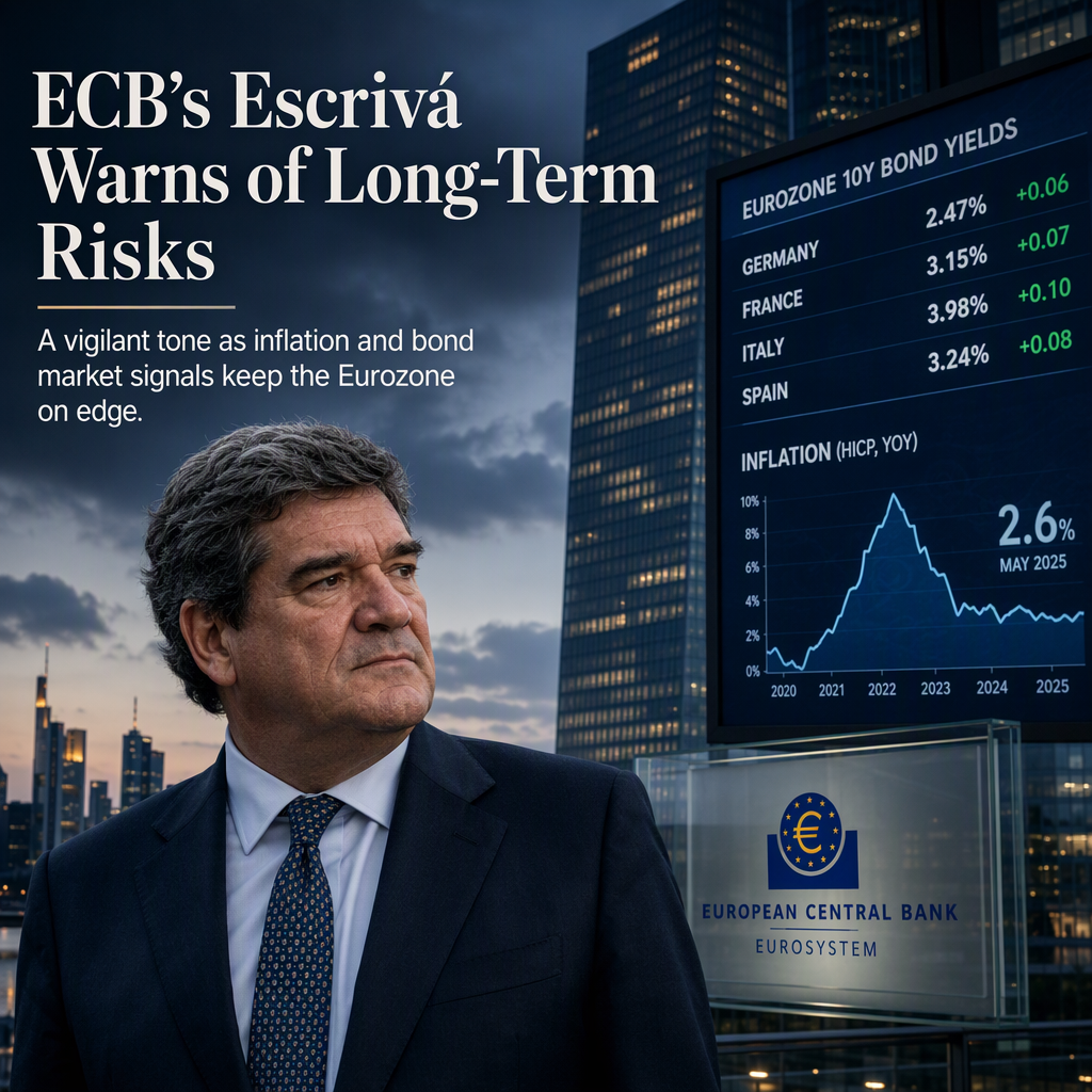 ECB's Escrivá Signals Cautious Approach Amid Long-Term Rate Risks and Inflation Concerns