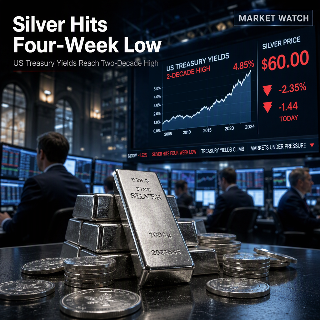 Silver Price Nears Four-Week Low as US Treasury Yields Hit Two-Decade High