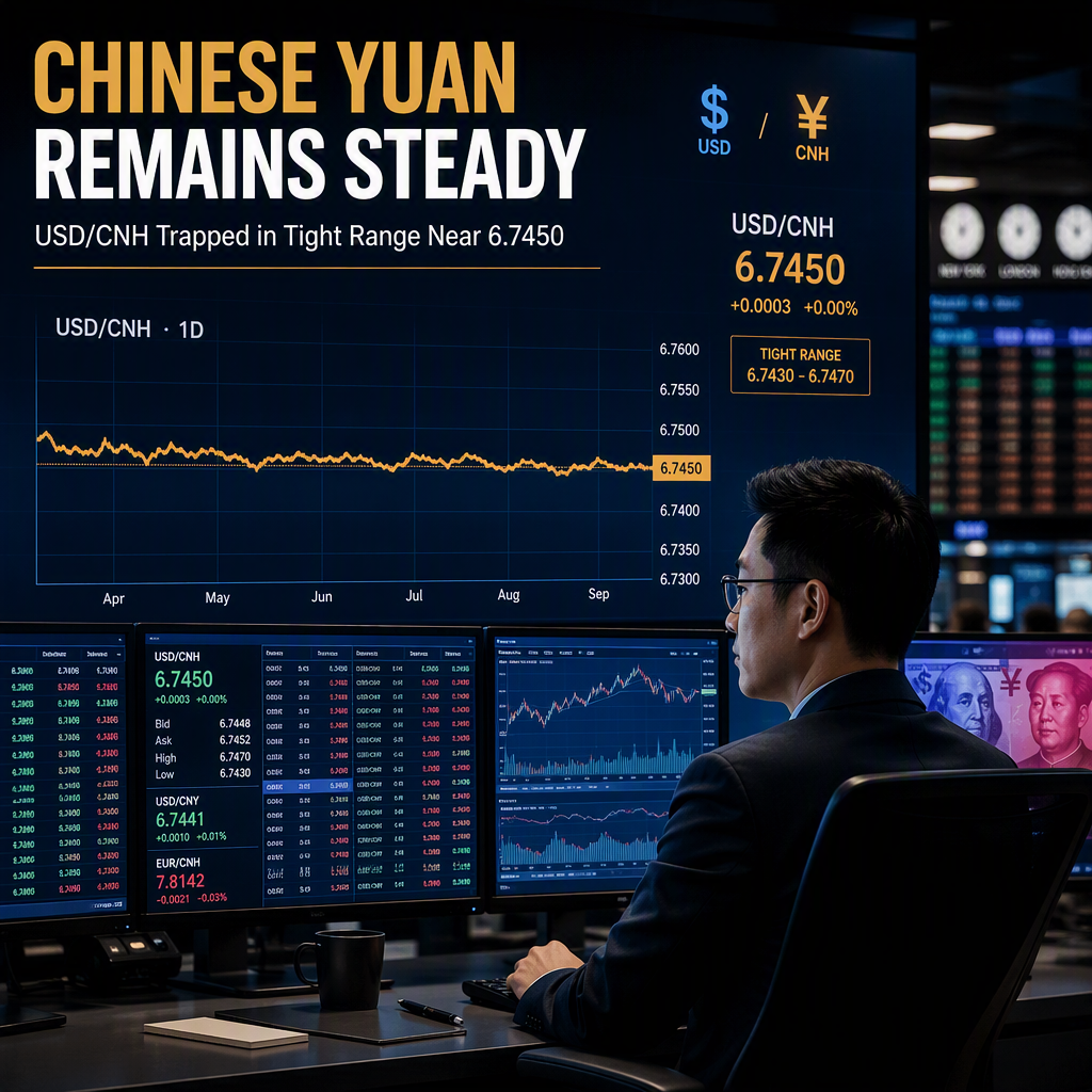 Chinese Yuan Holds Steady as USD/CNH Trades in Tight Range Near 6.7450