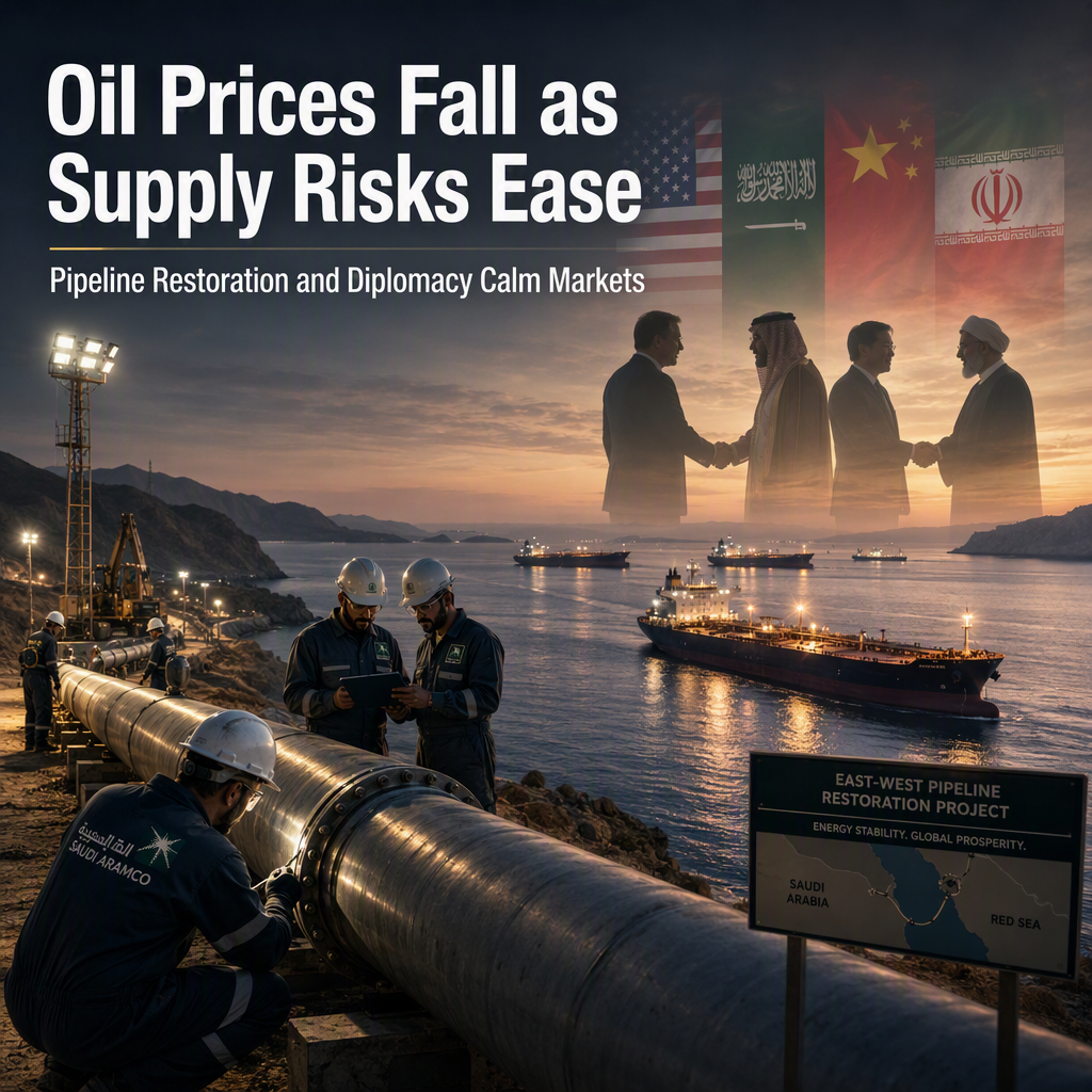 Oil Prices Drop as Supply Risks Ease Amid Diplomatic Efforts and Pipeline Restoration