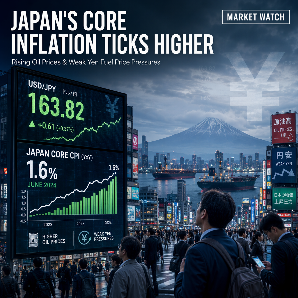 Japan's Core Inflation Rises to 1.6% in June Amid Higher Oil Prices and Weak Yen