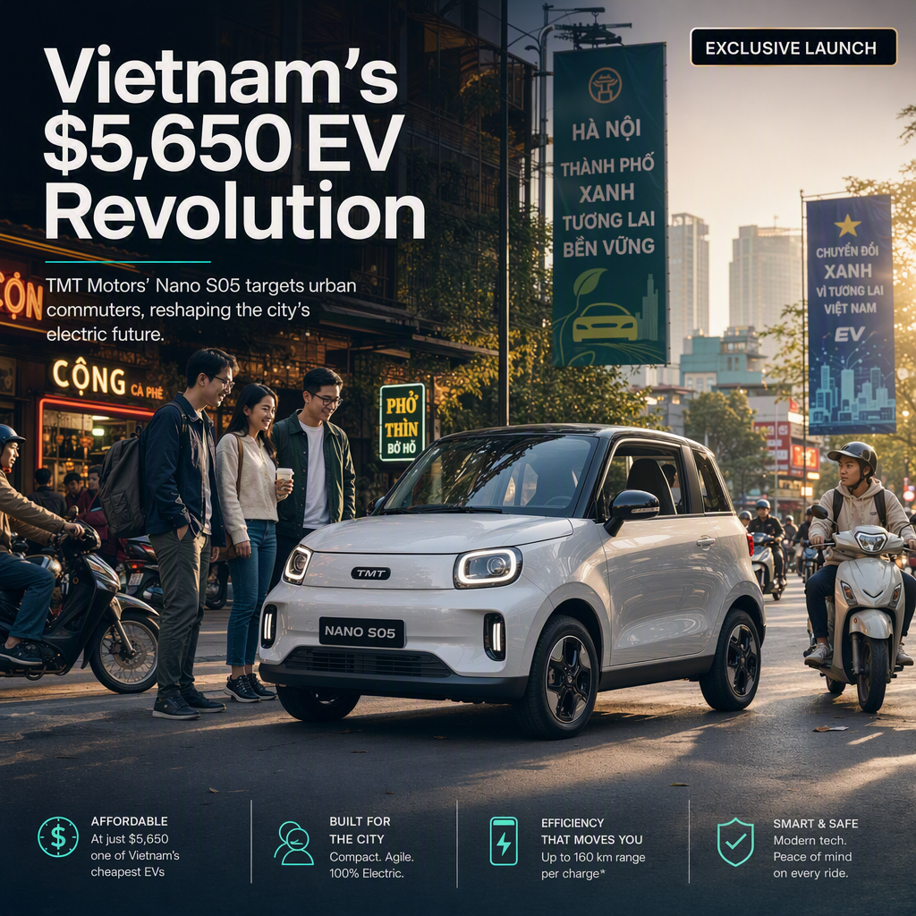TMT Motors Unveils Nano S05, One of Vietnam's Cheapest Electric Cars at $5,650