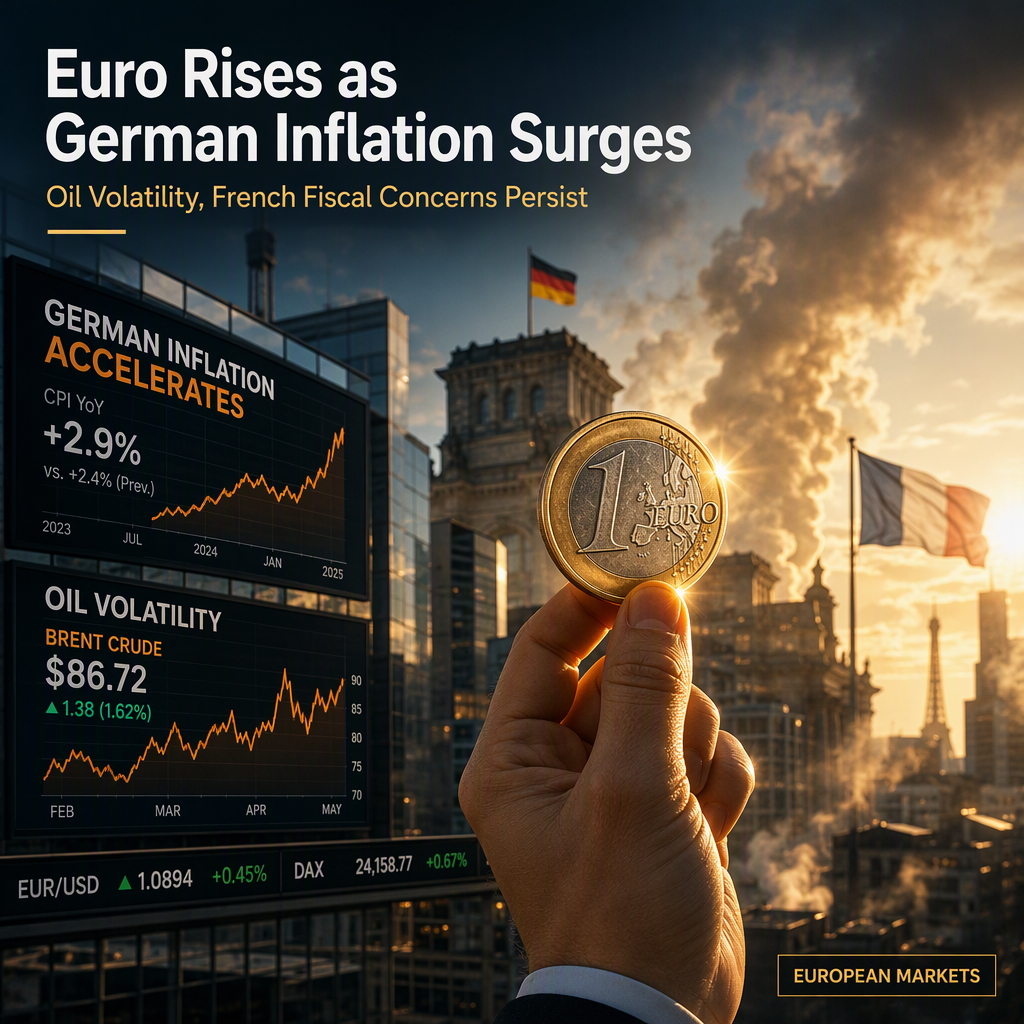 Euro Gains as German Inflation Accelerates, Oil Volatility and French Fiscal Concerns Persist