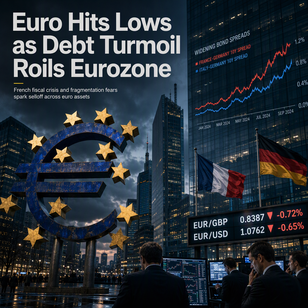 Euro Slides to Multi-Month Lows Amid French Debt Turmoil and Eurozone Fragmentation Fears