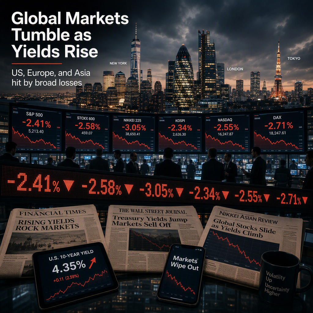 Global Equities Slide as Rising Yields Pressure Markets Across US, Europe, and Asia