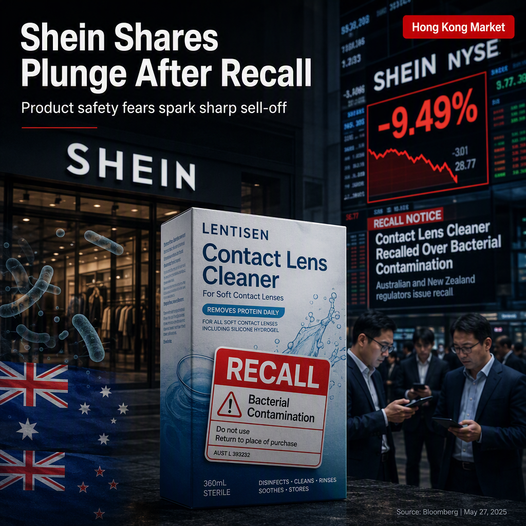 Shein Shares Drop Nearly 10% After Australia, New Zealand Recall Contact Lens Cleaner Over Bacterial Contamination
