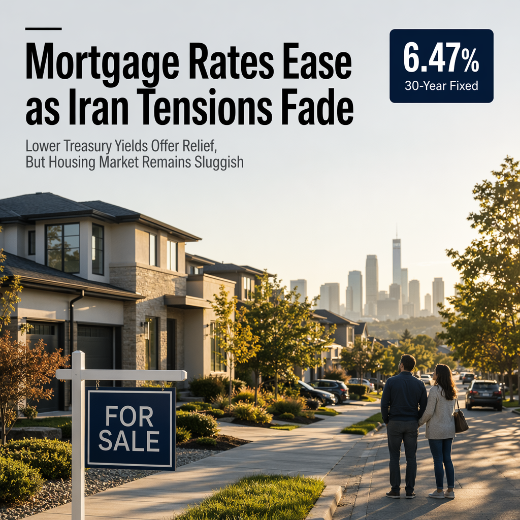 U.S. 30-Year Mortgage Rates Fall to 6.47% as Iran War Eases, Tracking Lower Treasury Yields