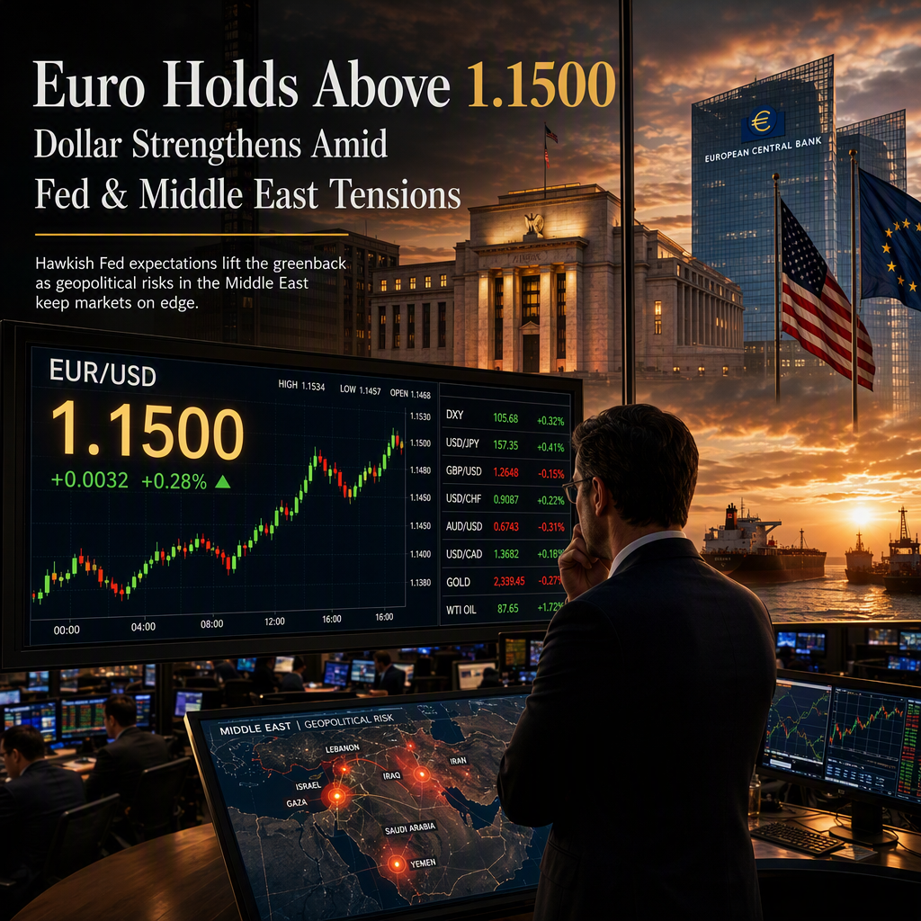 Euro Holds Above 1.1500 as US Dollar Strengthens Amid Hawkish Fed Expectations and Middle East Tensions