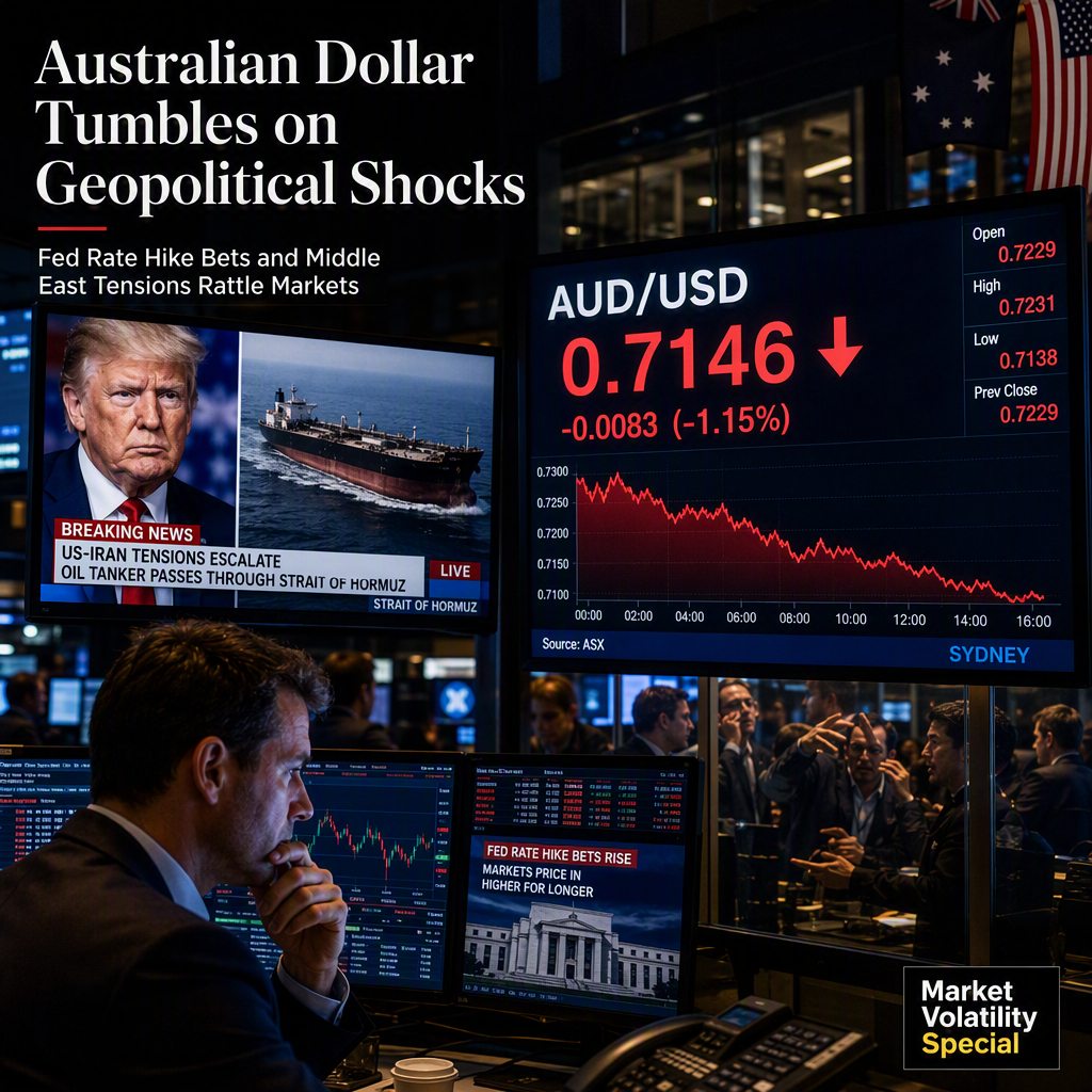 Australian Dollar Drops Amid US-Iran Tensions and Fed Rate Hike Bets; GDP Data Awaited