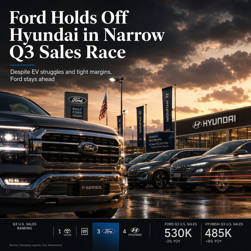 Ford Narrowly Retains No. 3 U.S. Sales Spot in Q3 Despite Hyundai Gains