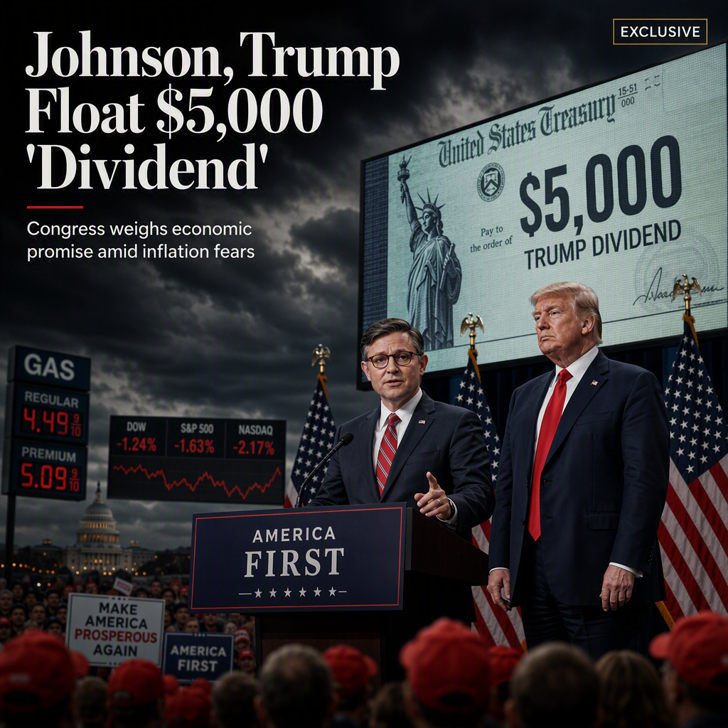 Speaker Johnson Pledges to Work With Trump on $5,000 'Trump Dividend' Checks Amid Economic Concerns