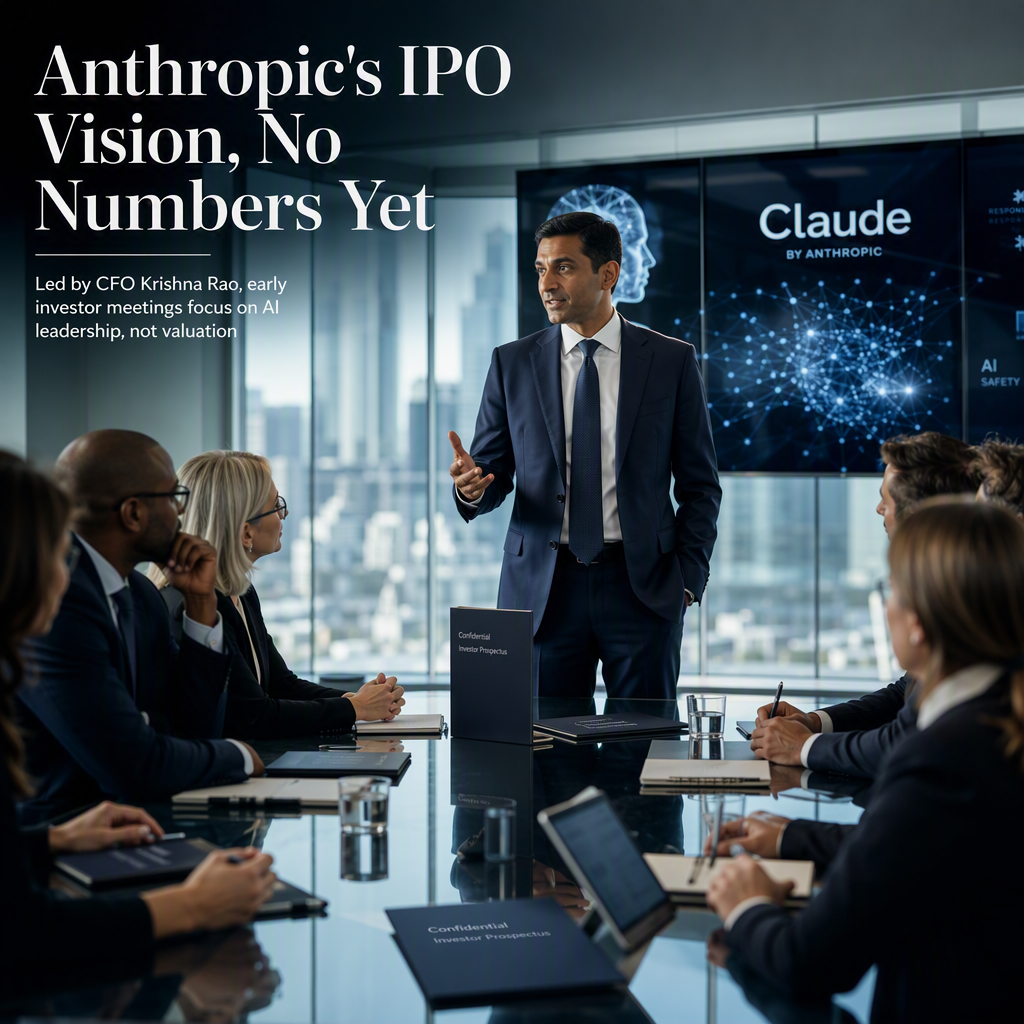 Anthropic CFO Krishna Rao Leads Early IPO Meetings Without Valuation Discussions