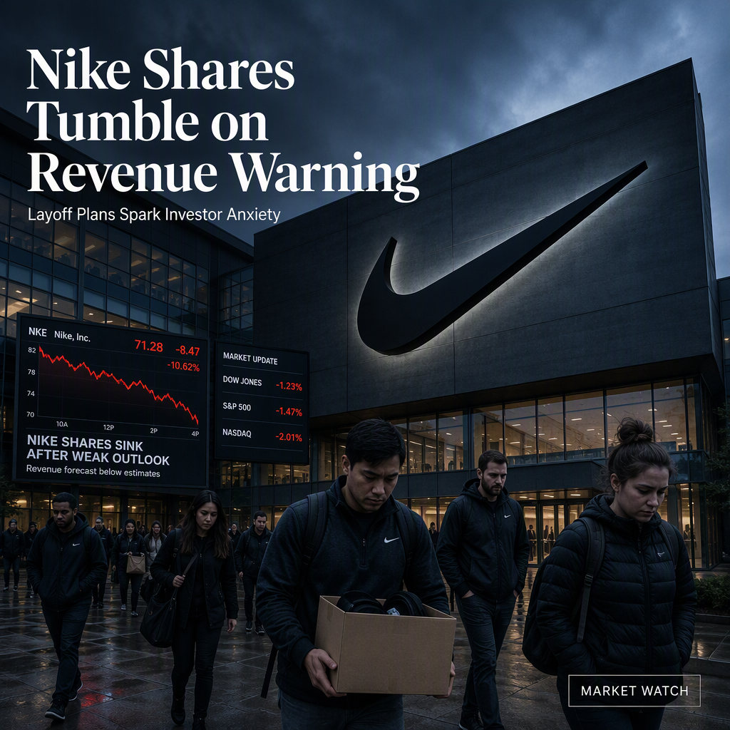 Nike Shares Sink 10% After Weak Revenue Outlook and 2027 Layoff Plans Announced