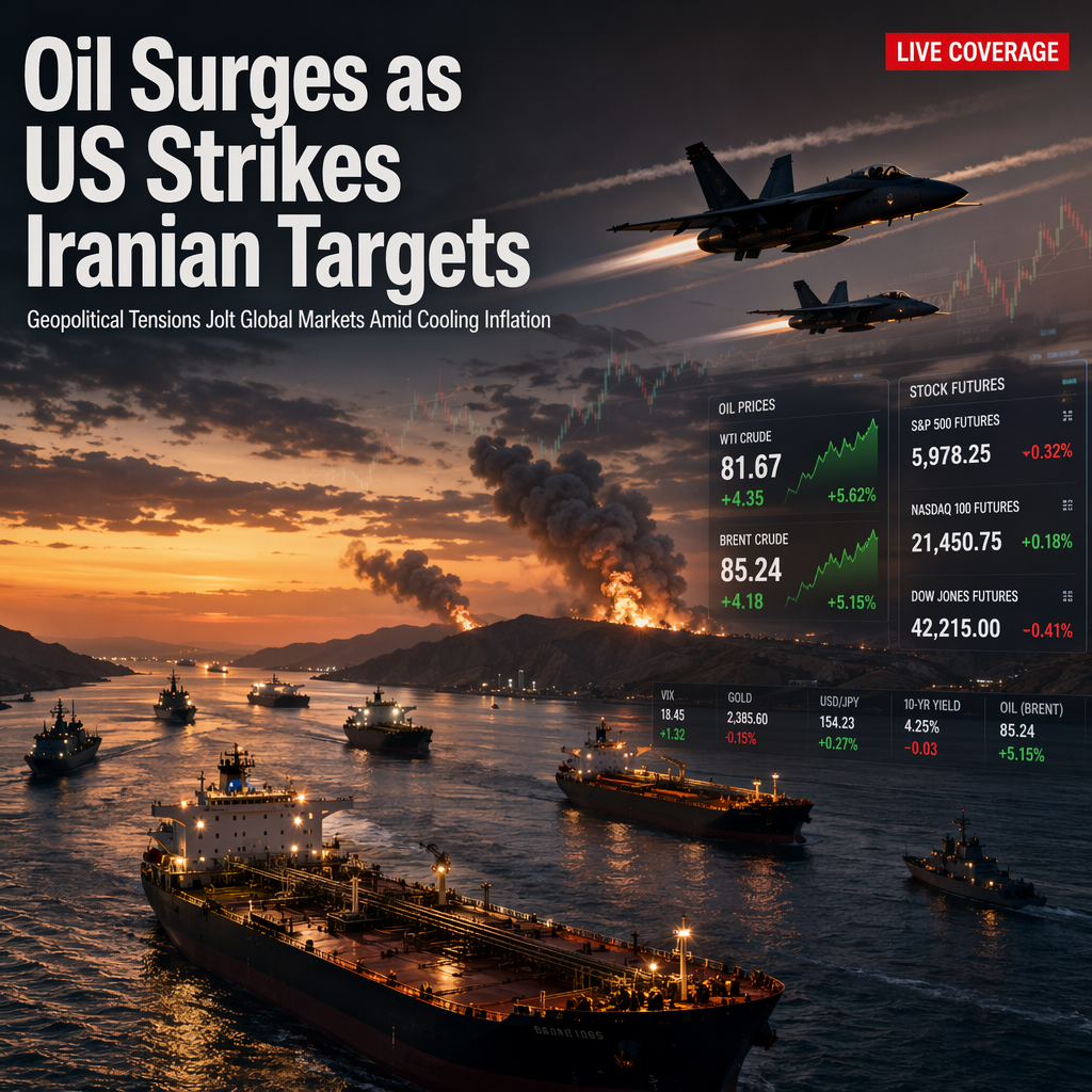 US Strikes on Iranian Military Sites Near Hormuz Spur Oil Rally and Mixed Stock Futures Amid Cooling Inflation