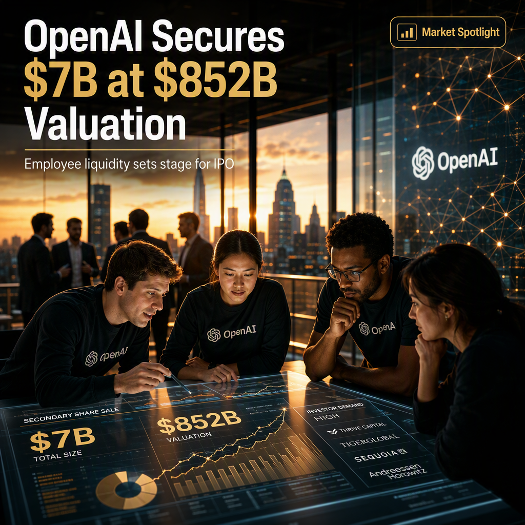 OpenAI Completes $7 Billion Secondary Share Sale at $852 Billion Valuation Ahead of Potential IPO
