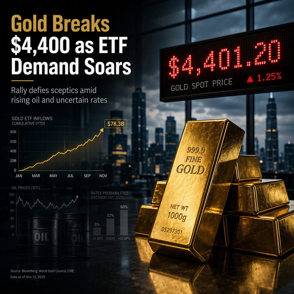 Gold Surges Above $4,400 as ETF Inflows Accelerate Despite Sceptical Outlook