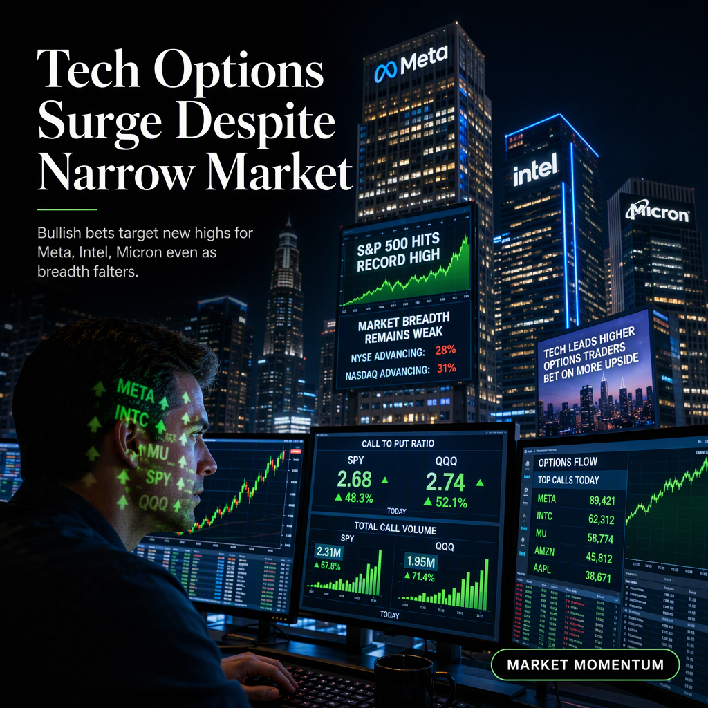 Options Traders Bet on New Highs for Key Tech Stocks Despite Low Market Breadth
