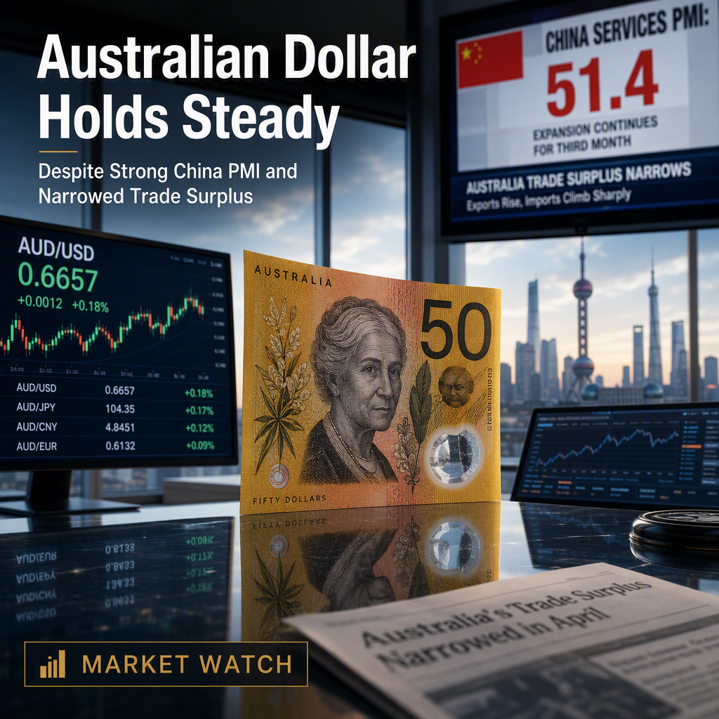 Australian Dollar Holds Steady Despite Strong China Services PMI and Narrowed Trade Surplus