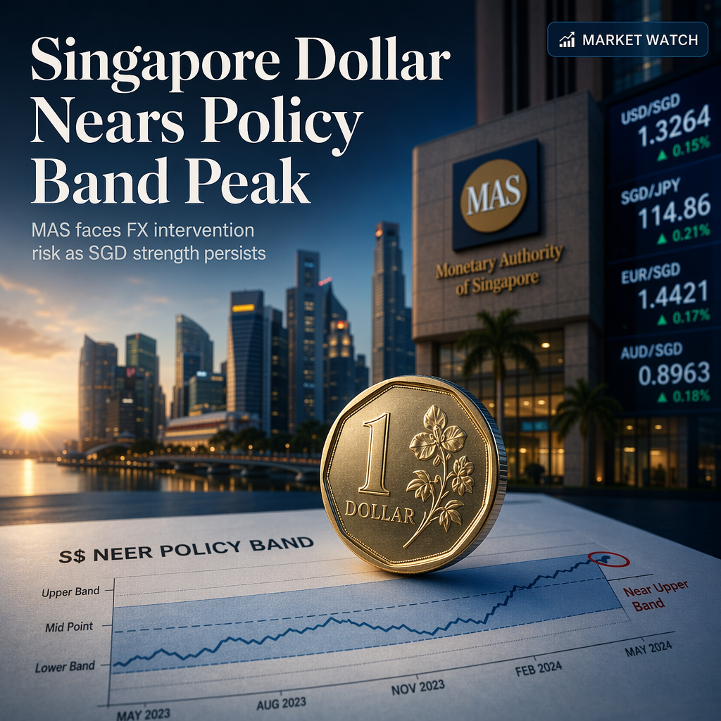 Singapore Dollar Nears Upper NEER Band, Raising Possibility of FX Intervention: UOB