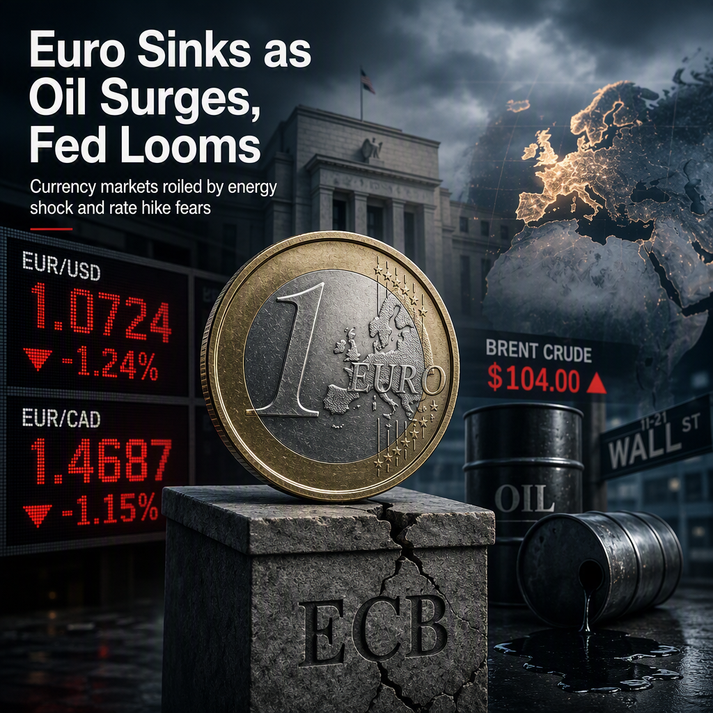 Euro Slides to Monthly Lows Amid Surging Oil Prices and Fed Rate Hike Expectations