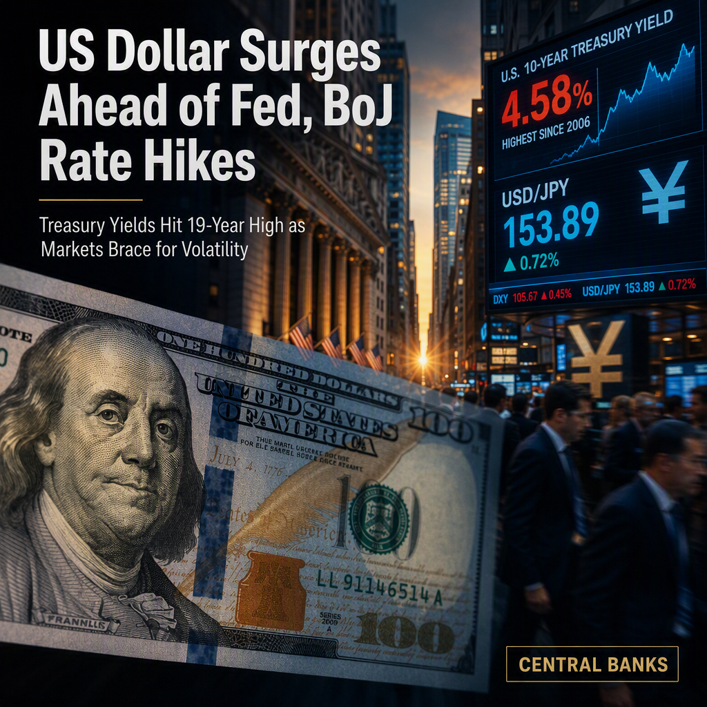 US Dollar Strengthens as Fed and BoJ Rate Hikes Loom, Yields Hit Multi-Year Highs