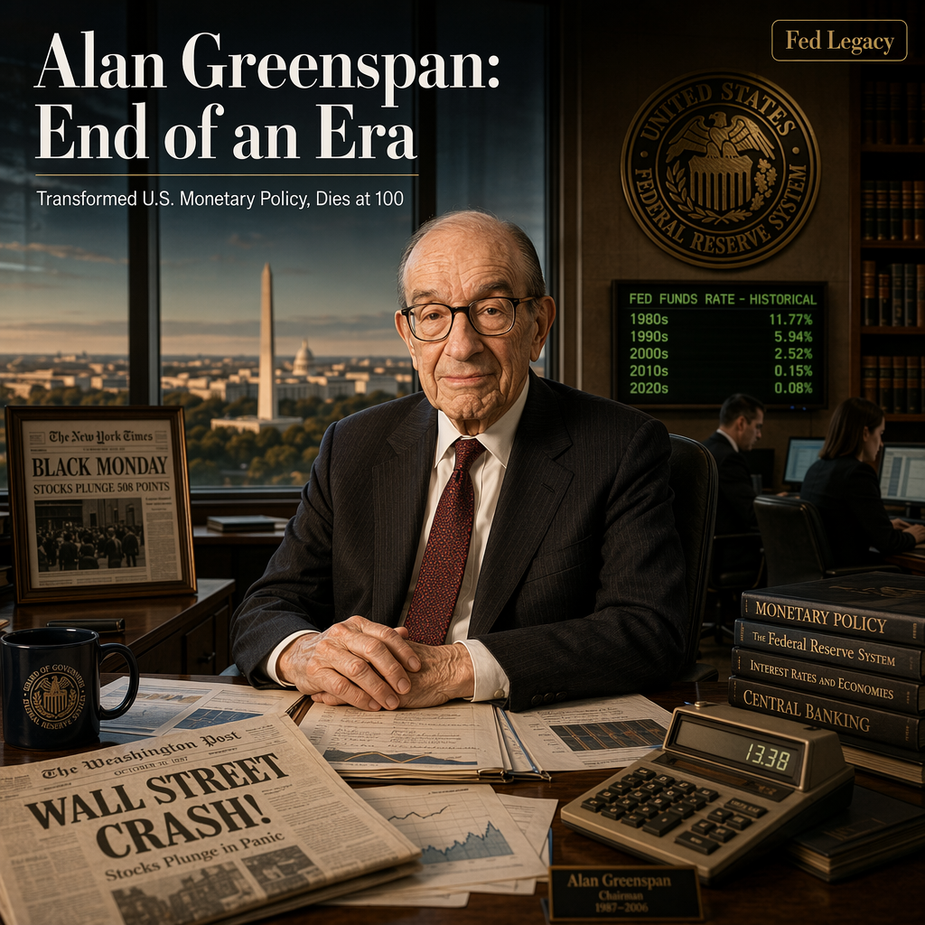 Alan Greenspan, Former Federal Reserve Chairman, Dies at 100 After Transforming U.S. Monetary Policy