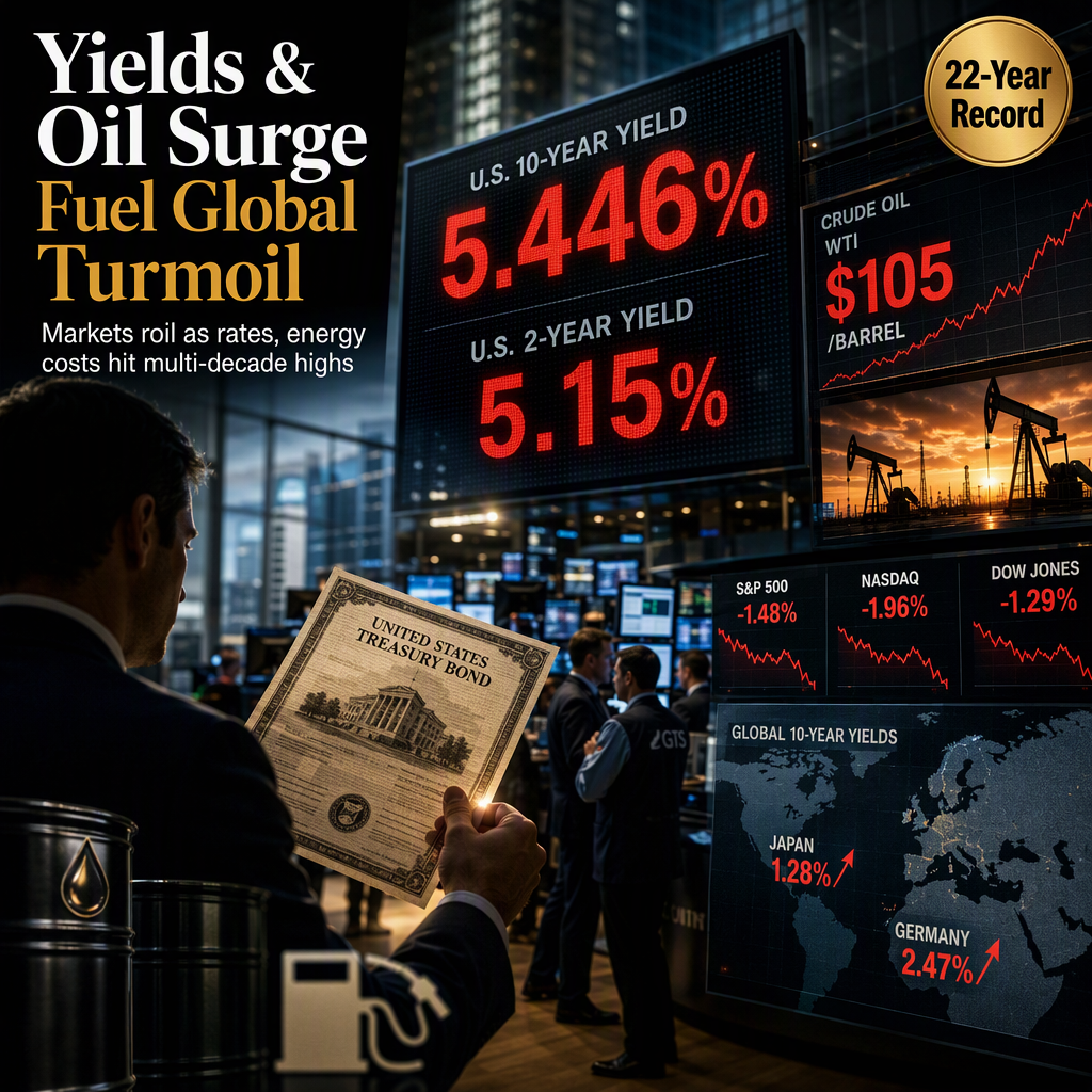 U.S. Treasury Yields Hit 22-Year Highs as Oil Surges to $105, Fueling Global Market Sell-Off