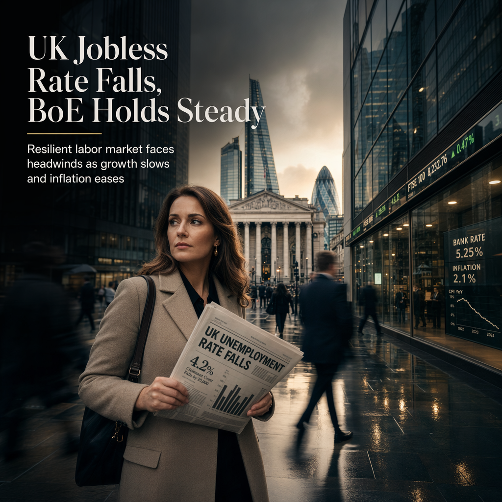 UK Unemployment Falls as BoE Set to Hold Rates Amid Easing Inflation and Slowing Growth