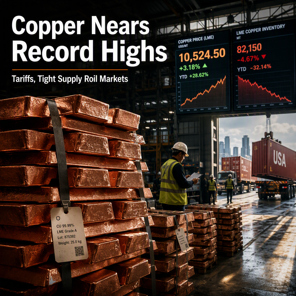 Copper Prices Near Record Highs Amid Tariff-Driven Tightness and Policy Uncertainty