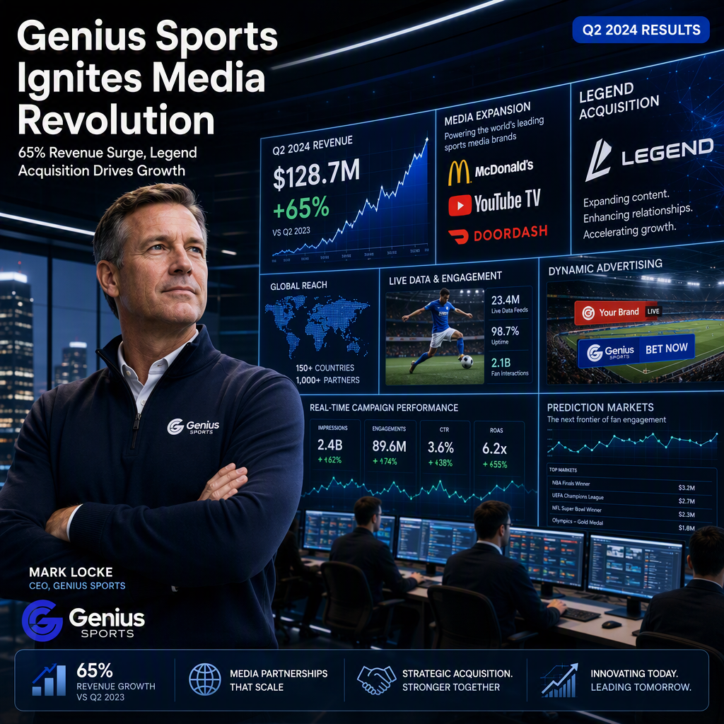 Genius Sports Reports 65% Q2 Revenue Surge, Expands Media and Advertising Business with Legend Acquisition