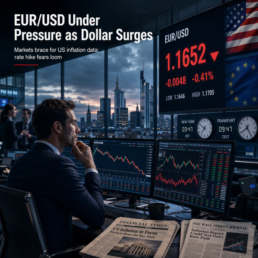 EUR/USD Slides Toward 1.1650 as US Dollar Rebounds Ahead of Key US Inflation Data