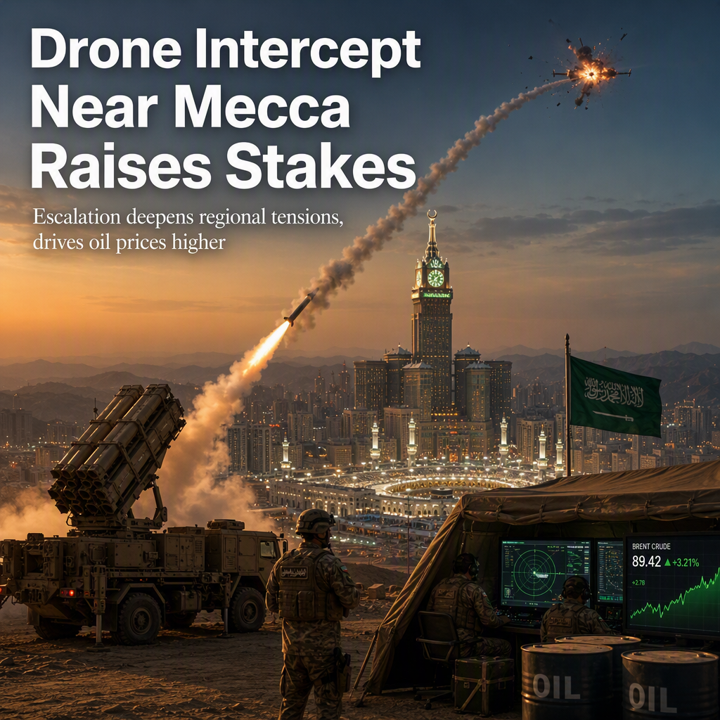 Saudi Arabia Intercepts Houthi Drone Near Mecca, Escalating Regional Tensions and Driving Oil Prices Higher
