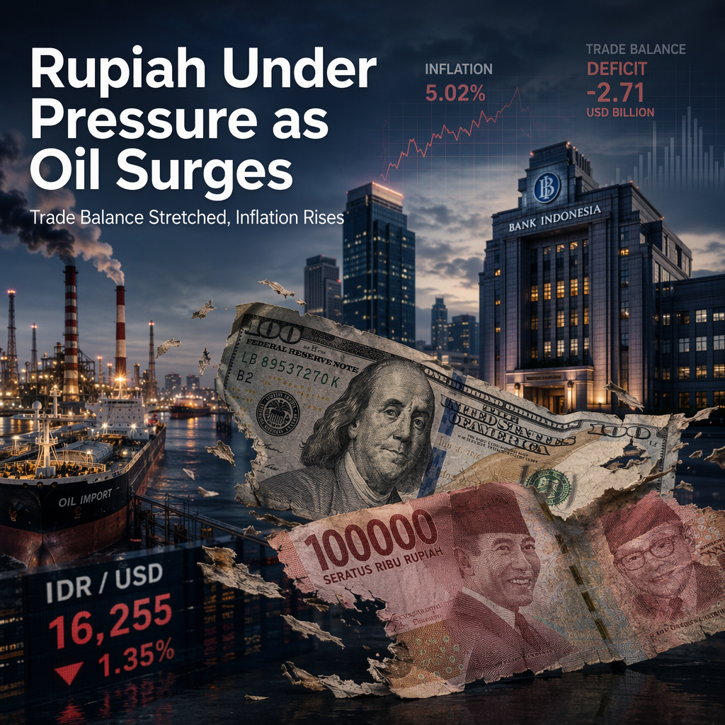 Indonesian Rupiah Weakens as Surging Oil Imports Stretch Trade Balance and Inflation Rises