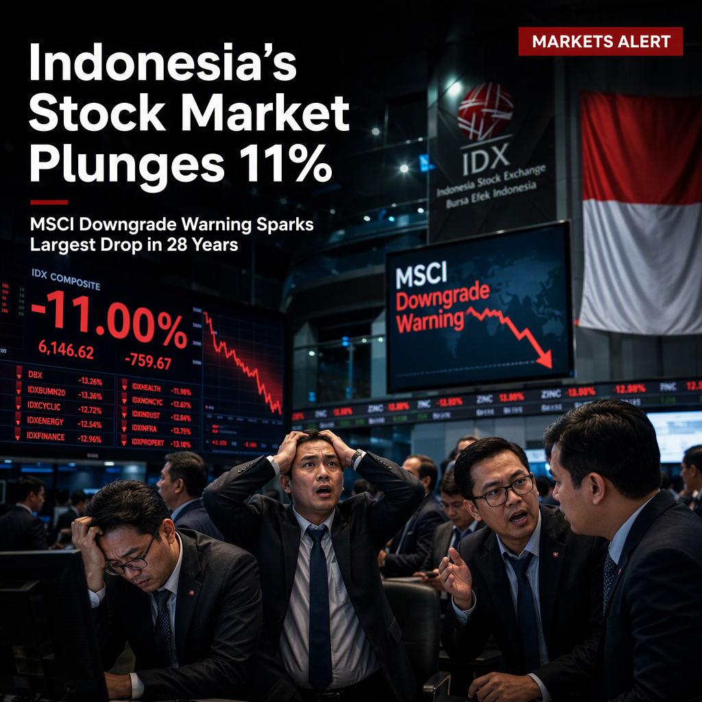Indonesian Stocks Suffer Historic Plunge After MSCI Downgrade Warning