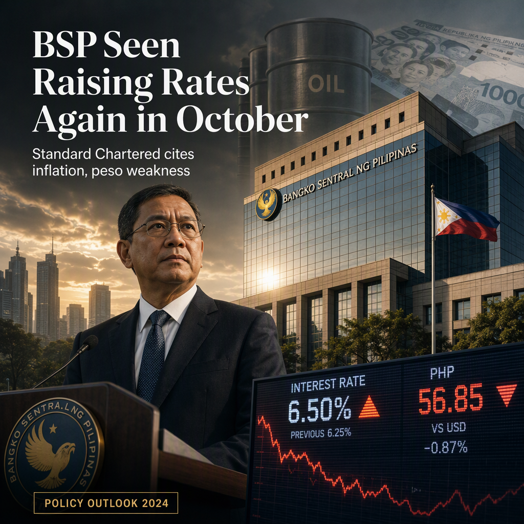 Standard Chartered Expects BSP to Deliver One More Rate Hike in October Amid Inflation Pressures