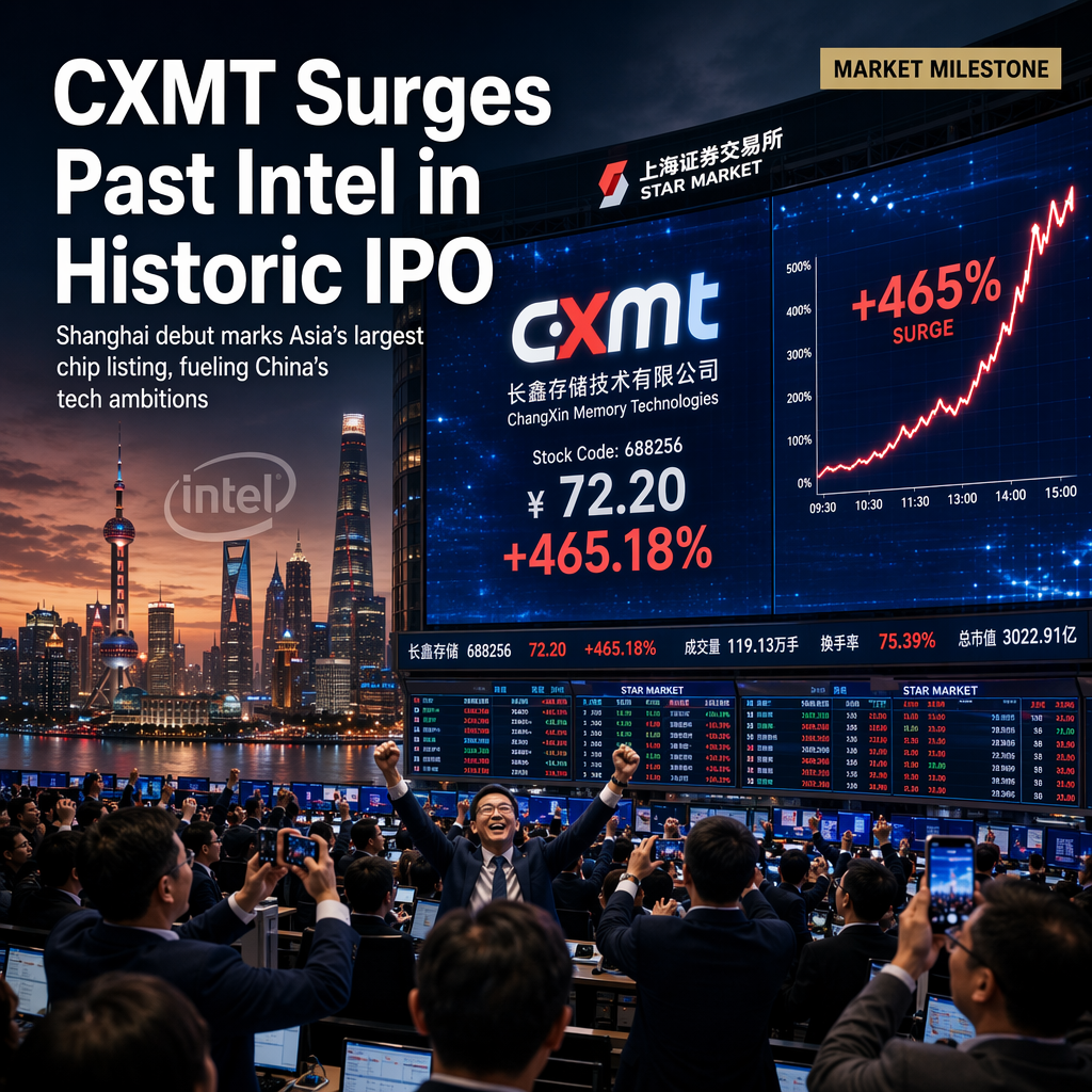 CXMT Soars 465% in Shanghai Debut, Surpassing Intel's Market Cap in Landmark IPO