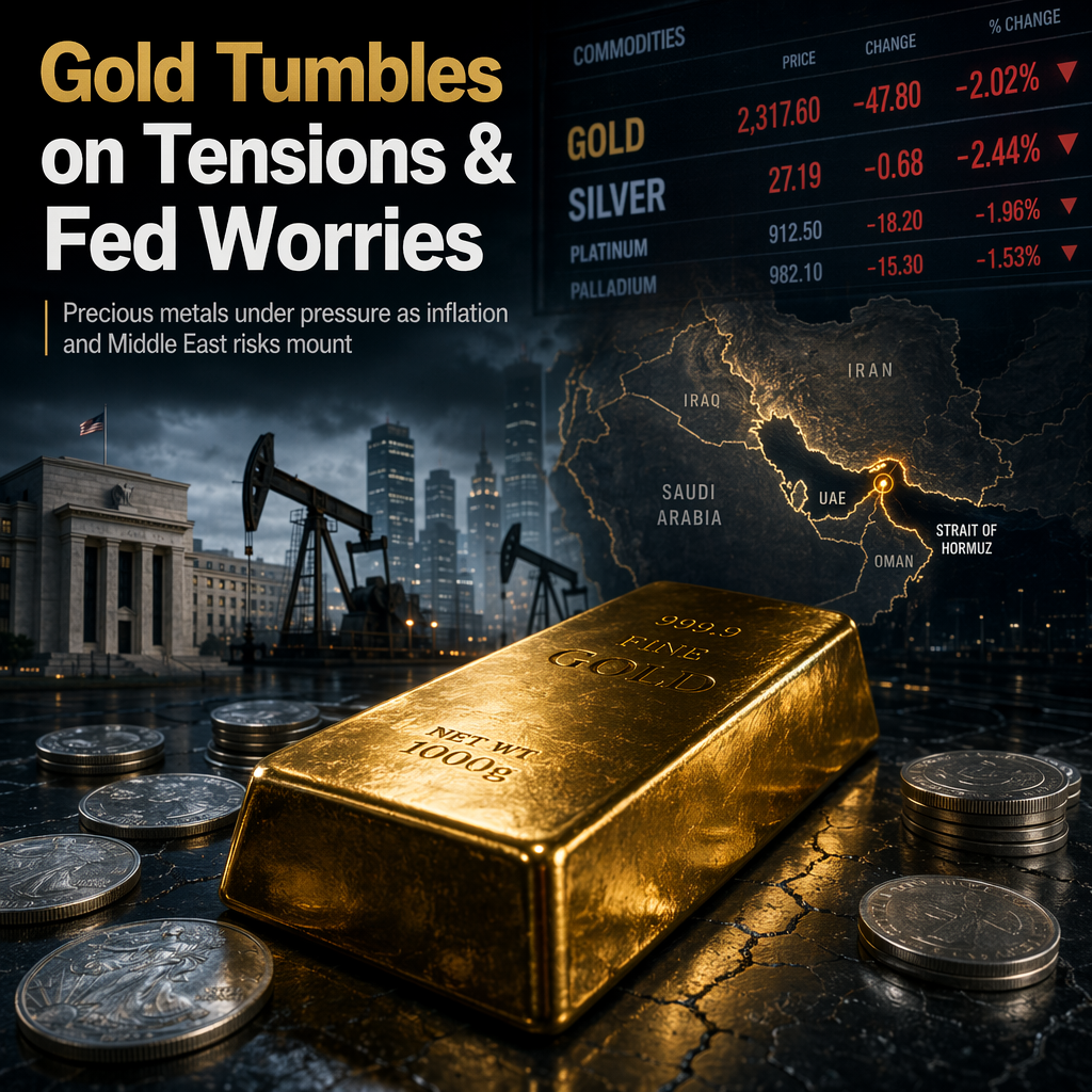 Gold Prices Slide as Middle East Tensions and Fed Inflation Concerns Weigh on Precious Metals