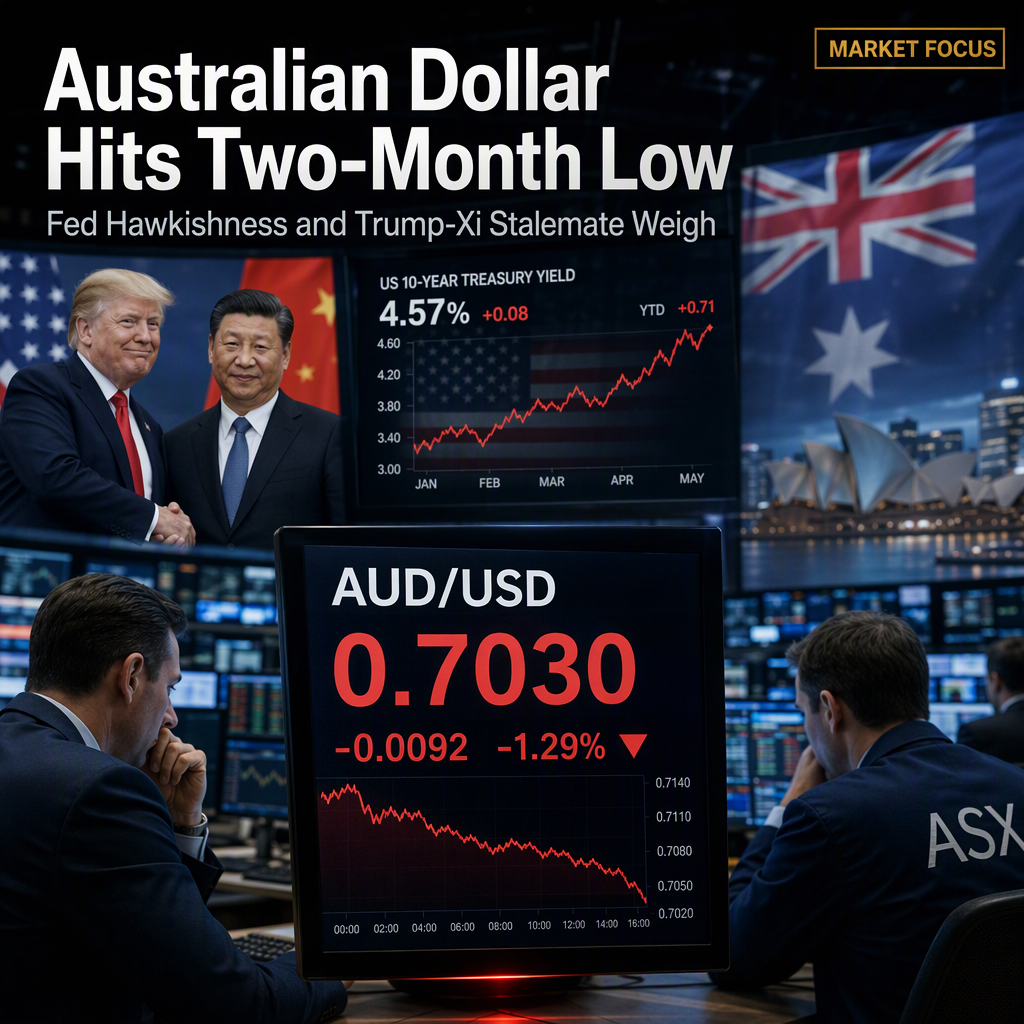 Australian Dollar Slides to Two-Month Low as Fed Hawkishness and Trump-Xi Stalemate Weigh