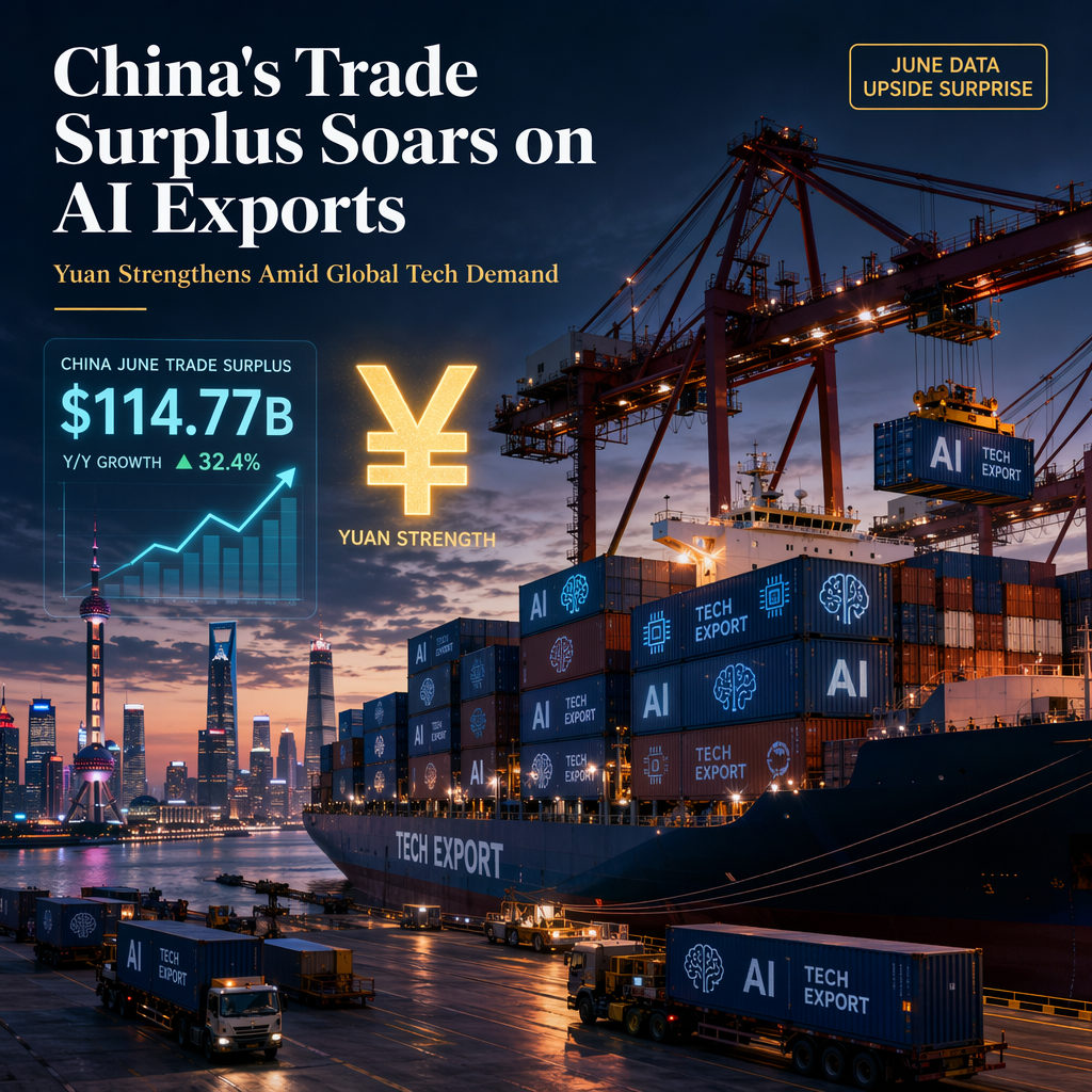 China's June Trade Surplus Surges on AI-Driven Export Boom, Bolstering Yuan Resilience