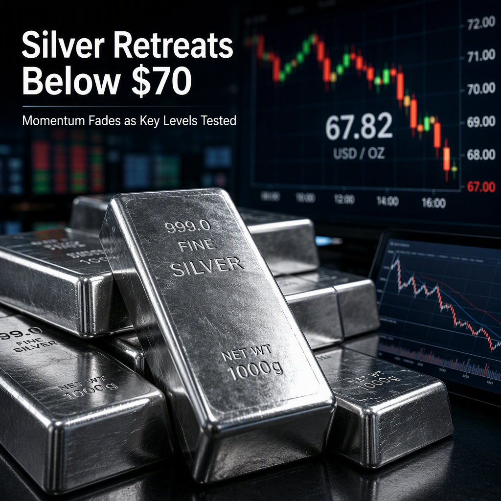 Silver Retreats Below $70 as Momentum Fades, Testing Key Technical Levels