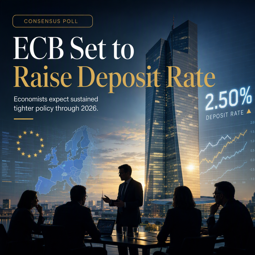 Economists Expect ECB to Raise Deposit Rate by 25 Basis Points to 2.5% in September