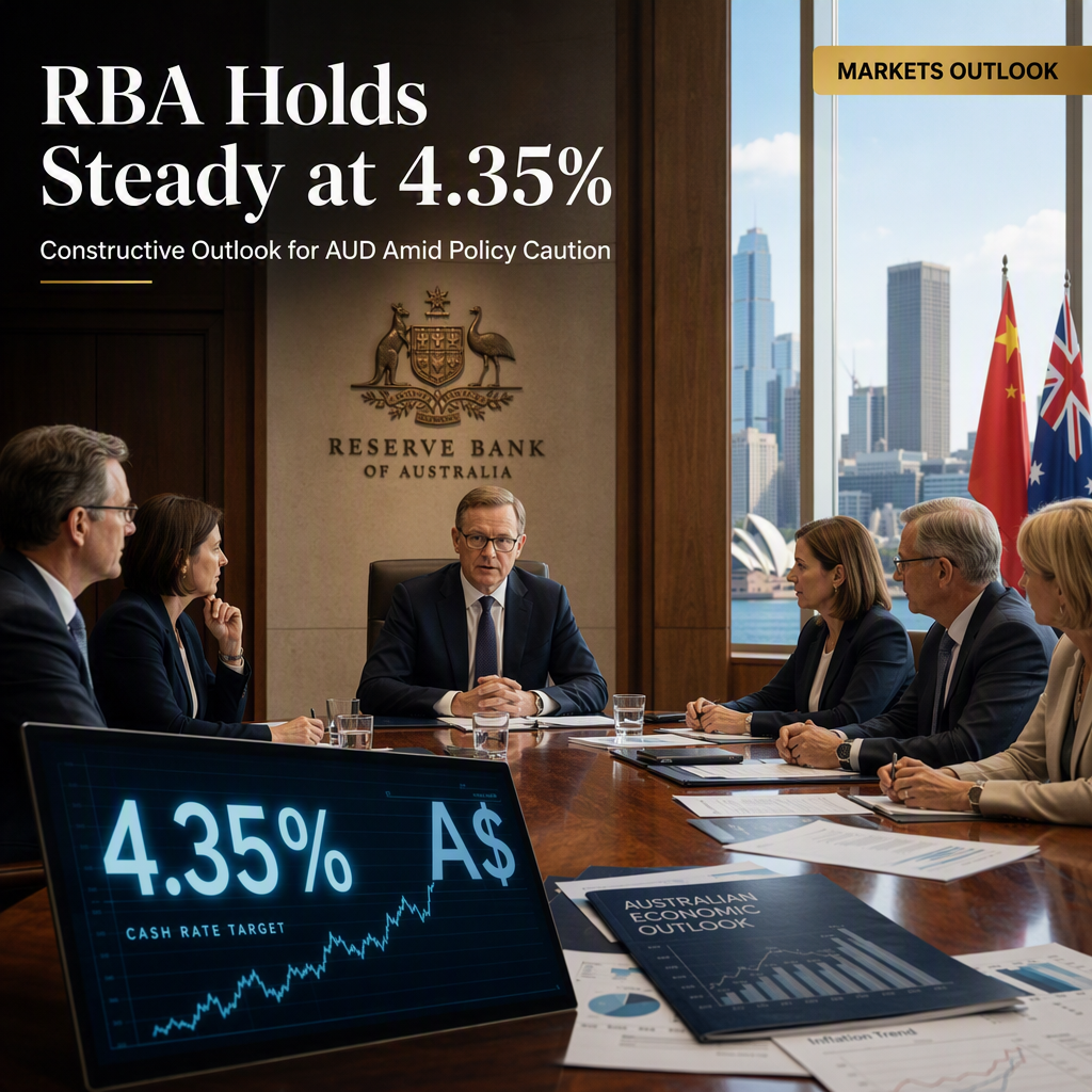 RBA Holds Rates Steady at 4.35%, OCBC Sees Constructive Outlook for Australian Dollar