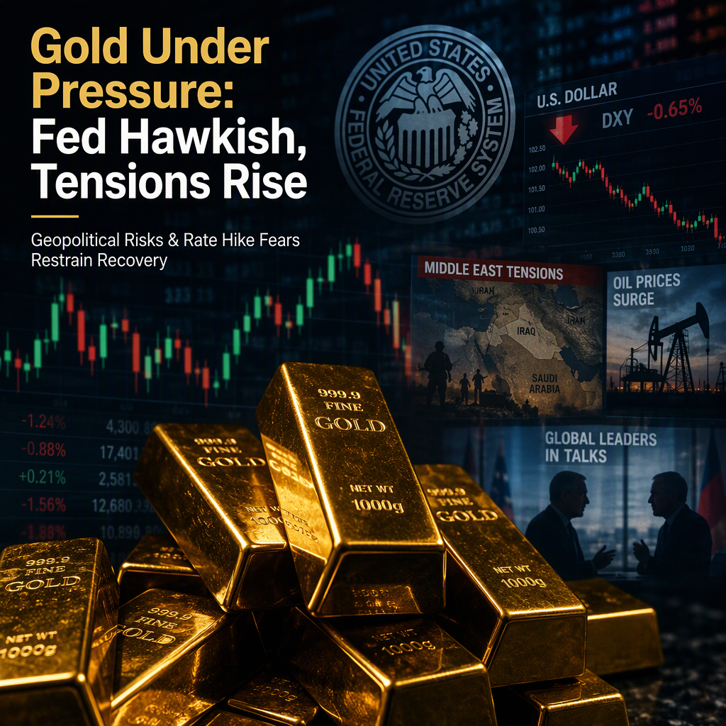 Gold Faces Selling Pressure Amid Hawkish Fed Outlook and Geopolitical Tensions