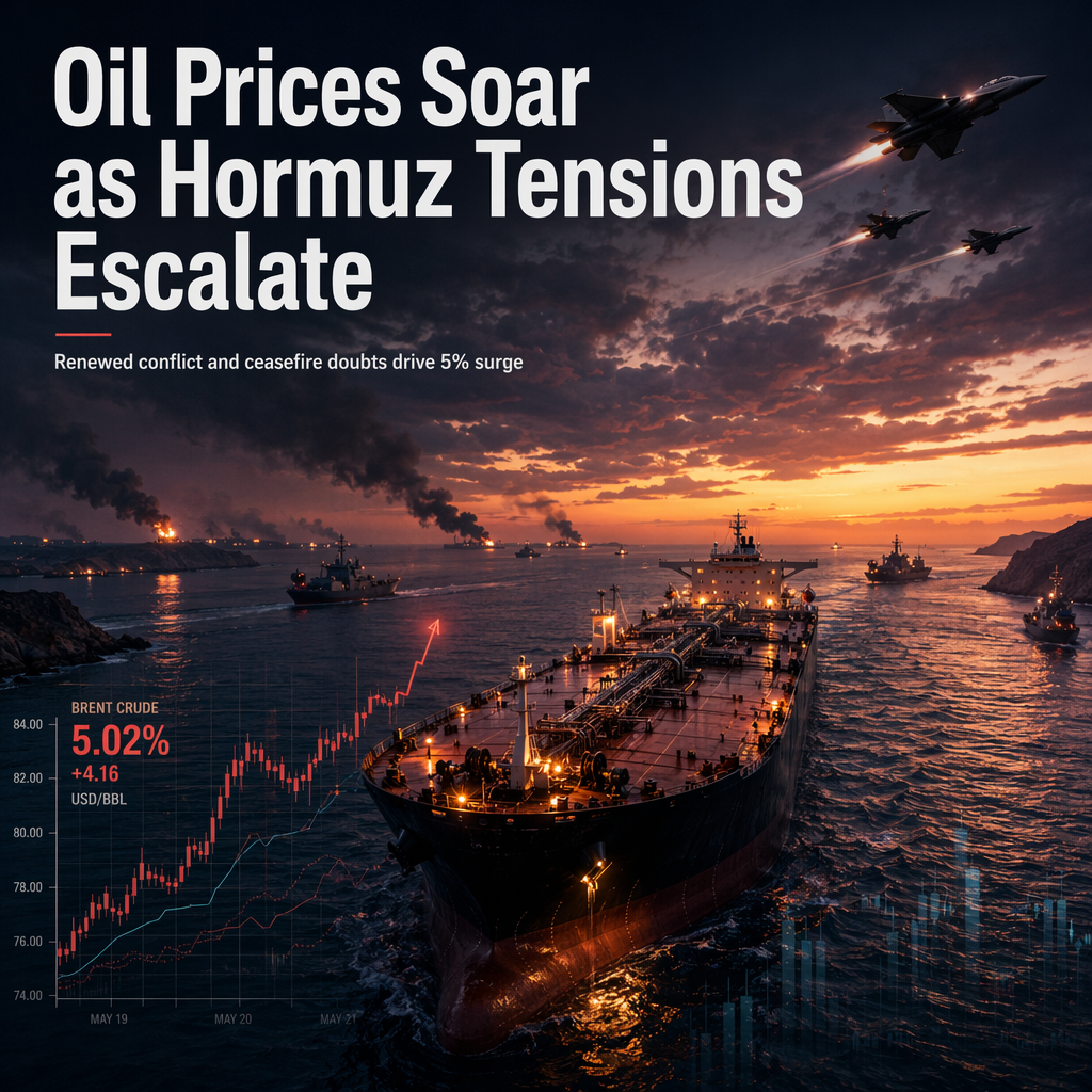 Oil Prices Surge 5% Amid Renewed Strait of Hormuz Conflict and Ceasefire Uncertainty