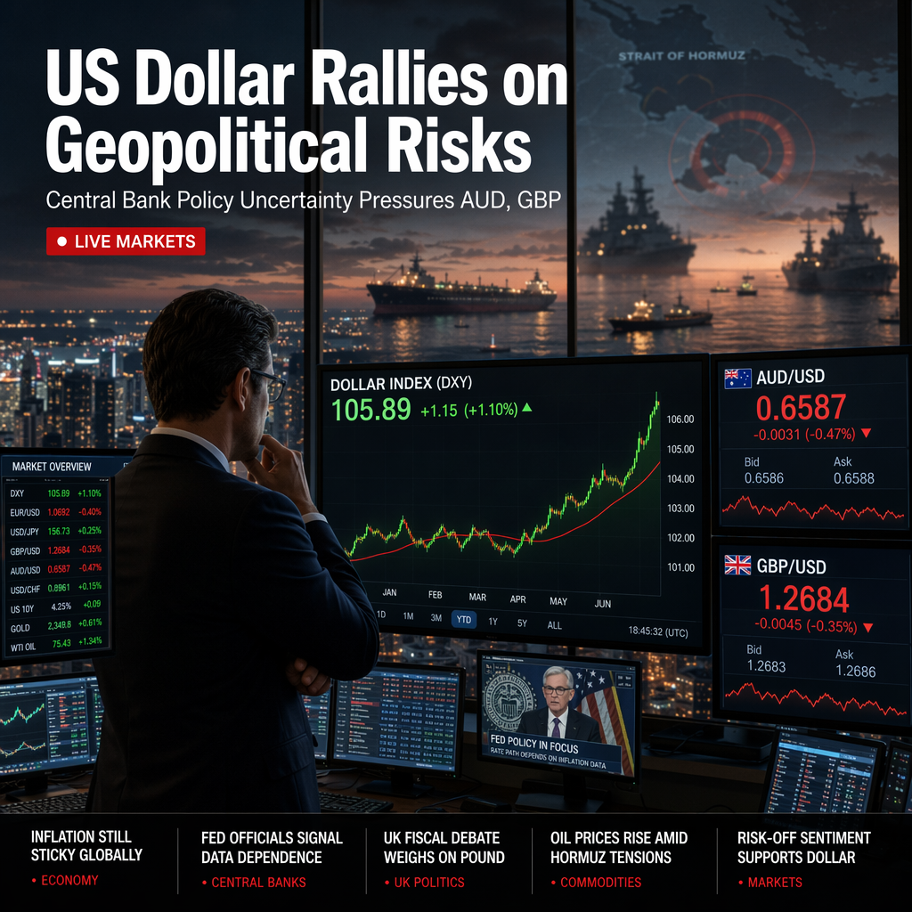 US Dollar Strengthens Amid Geopolitical Tensions; AUD/USD and GBP/USD React to Fed and Central Bank Policy Expectations