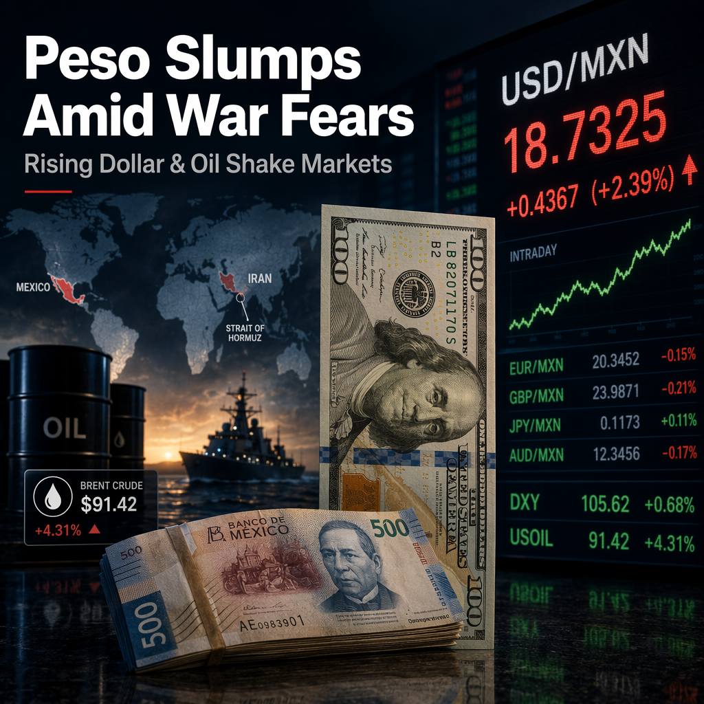 Mexican Peso Falls as Iran War Fears Boost US Dollar and Oil Prices